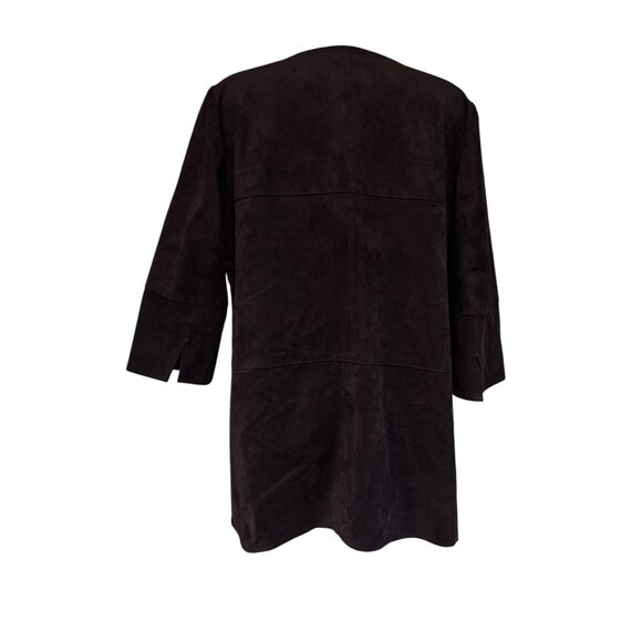 Chico's Espresso Brown Vegan Gold Zippers Jacket Size 1 Petite NWOT - Picture 8 of 11